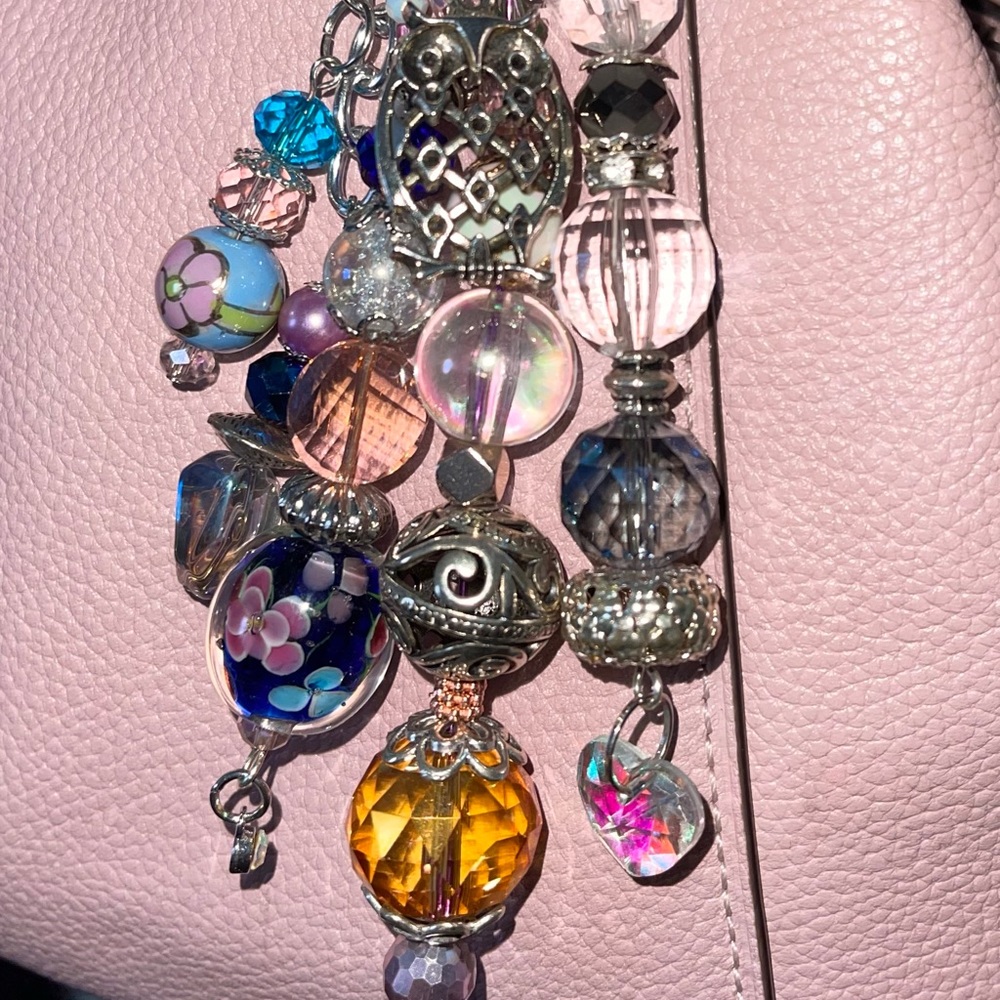 EXAMPLE Large HANDBAG CHARM Bag Jewelry Glass Sparkly Keychain Designer Bling - Picture 6 of 13